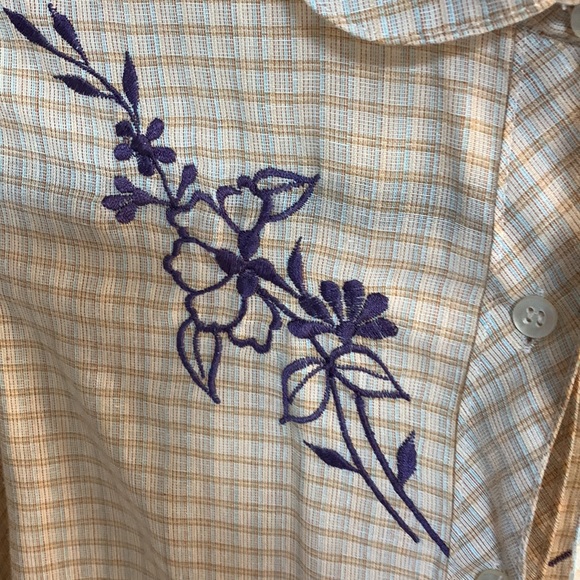 Vintage Langtry Plaid Embroidered Button Down Shirt Size 7 - Picture 2 of 5